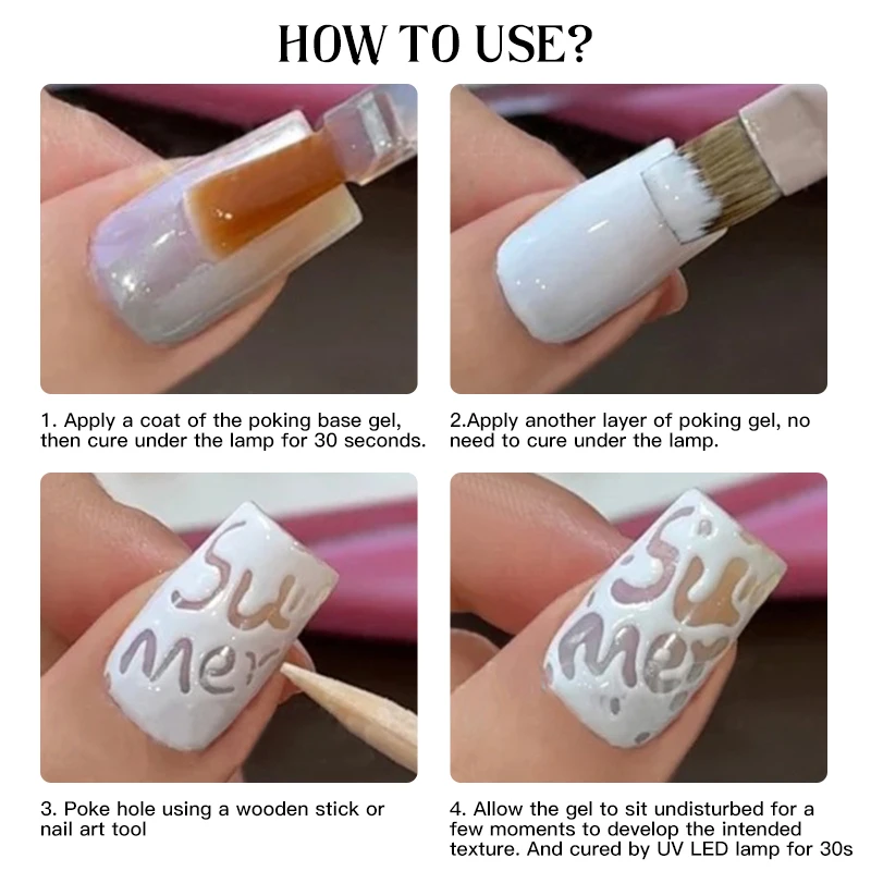 MEET ACROSS 12 Cores Poking Nail Gel 7ml Poke Gel Esmalte e Base Transparente Especial Gel Pintura 3D Verniz em Gel para Nail Art