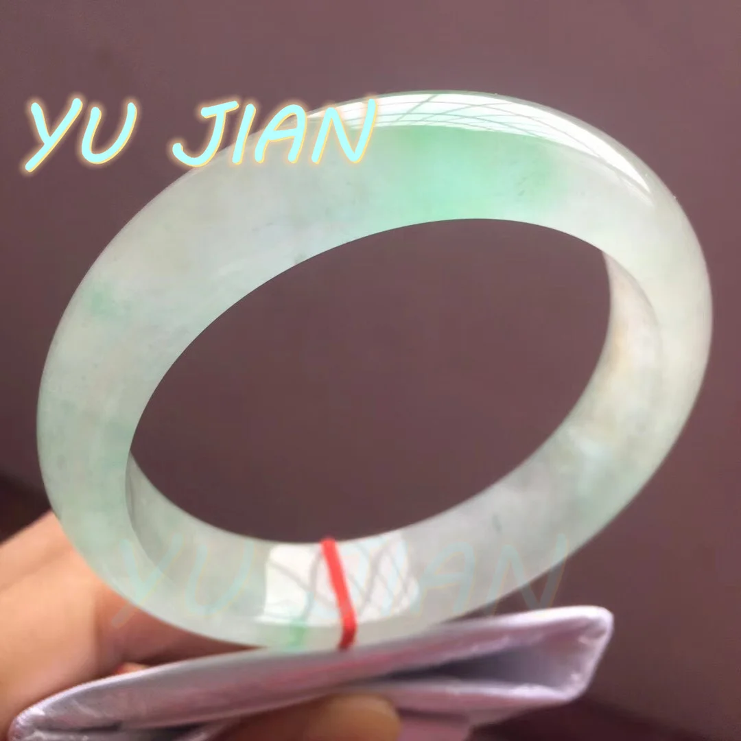 

New Natural Handring Exquisite Burma Jadeite Ice True Color Floating Green Perfect Noble Bracelet BANGLES Fine Jewelry