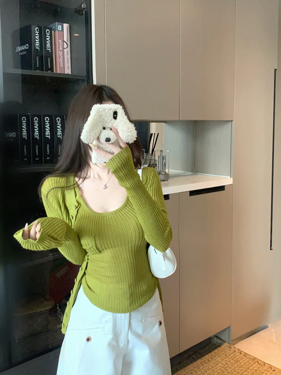 Pure Desire Long Sleeve Knitted Open Cardigan Autumn Wear Women's Style 2026 New Korean Slim Fit Camisole Vest Inner Two-Piec...