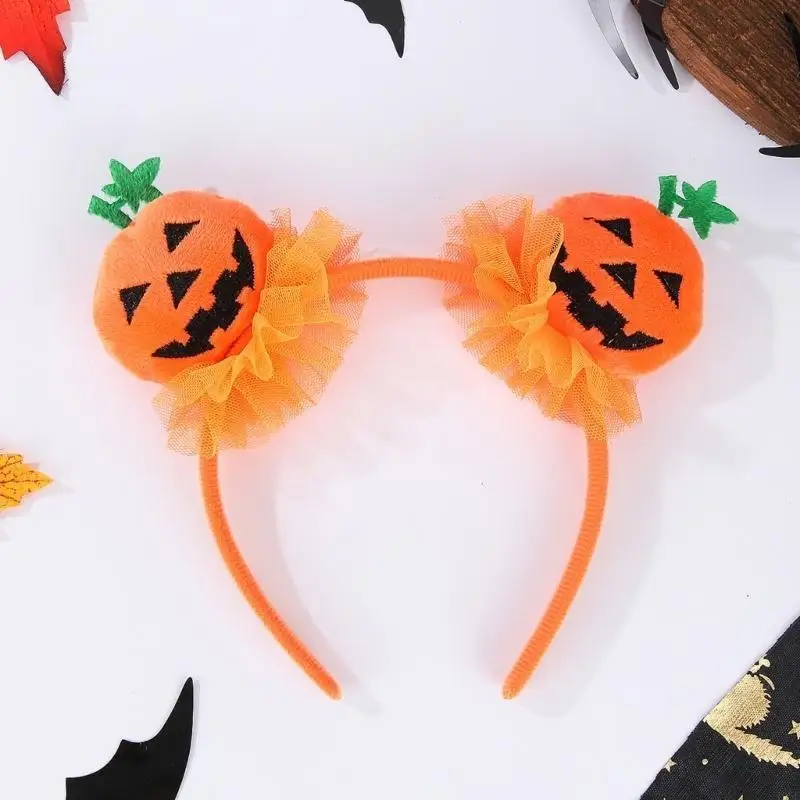 195E Diadema calabaza para fiesta infantil, aro para para fiesta temática Halloween, tocados para juegos rol,