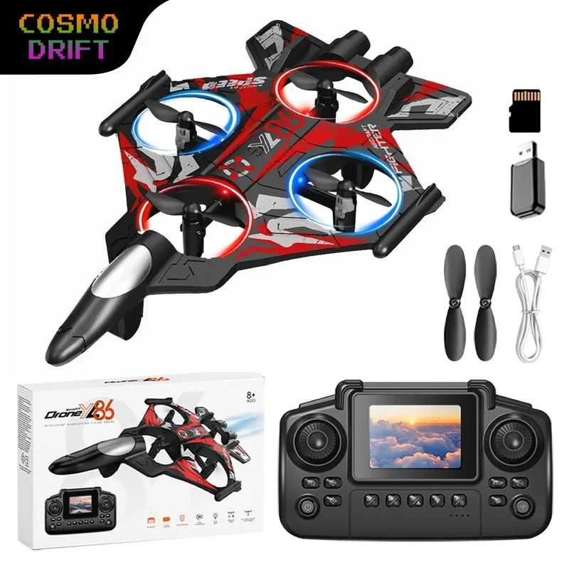 YL86 RC Stunt Fighter Drone Remote Control Aircraft with LED Lights Flip Hover Cool Aerobatic Flying Toy Gift for Boys Kids