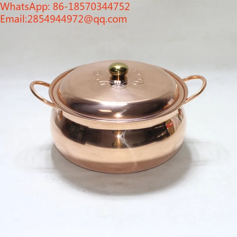 Thickened Binaural Composite Bottom Electromagnetic Copper Hot Pot Red Copper Soup Pot