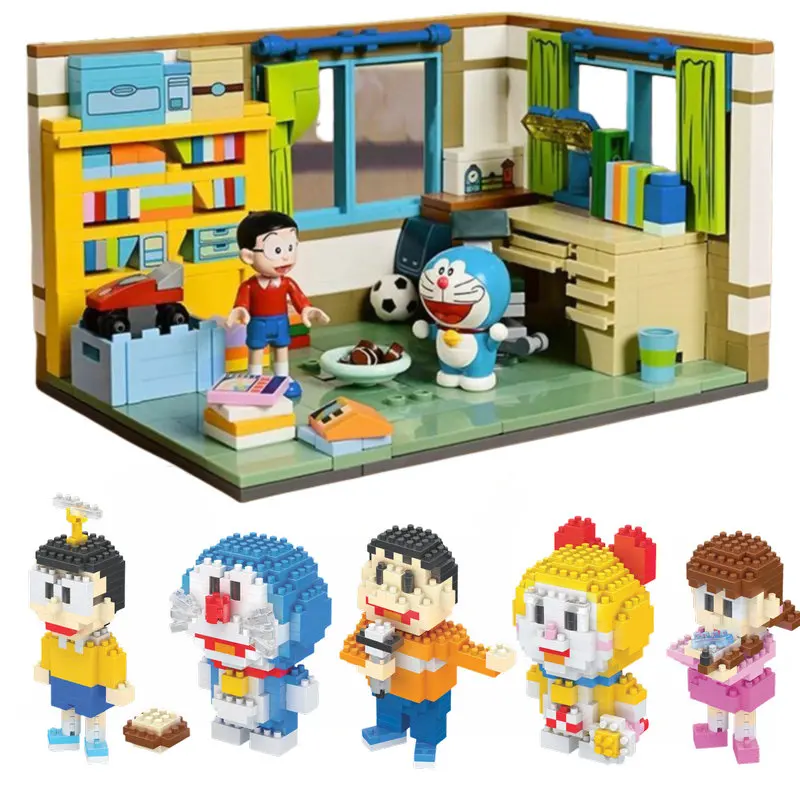 Doraemon Nobita Cartoon Micro Particle Building Blocks Children Assembly Toy Anime figure Boy Girl Kid Gift Cute