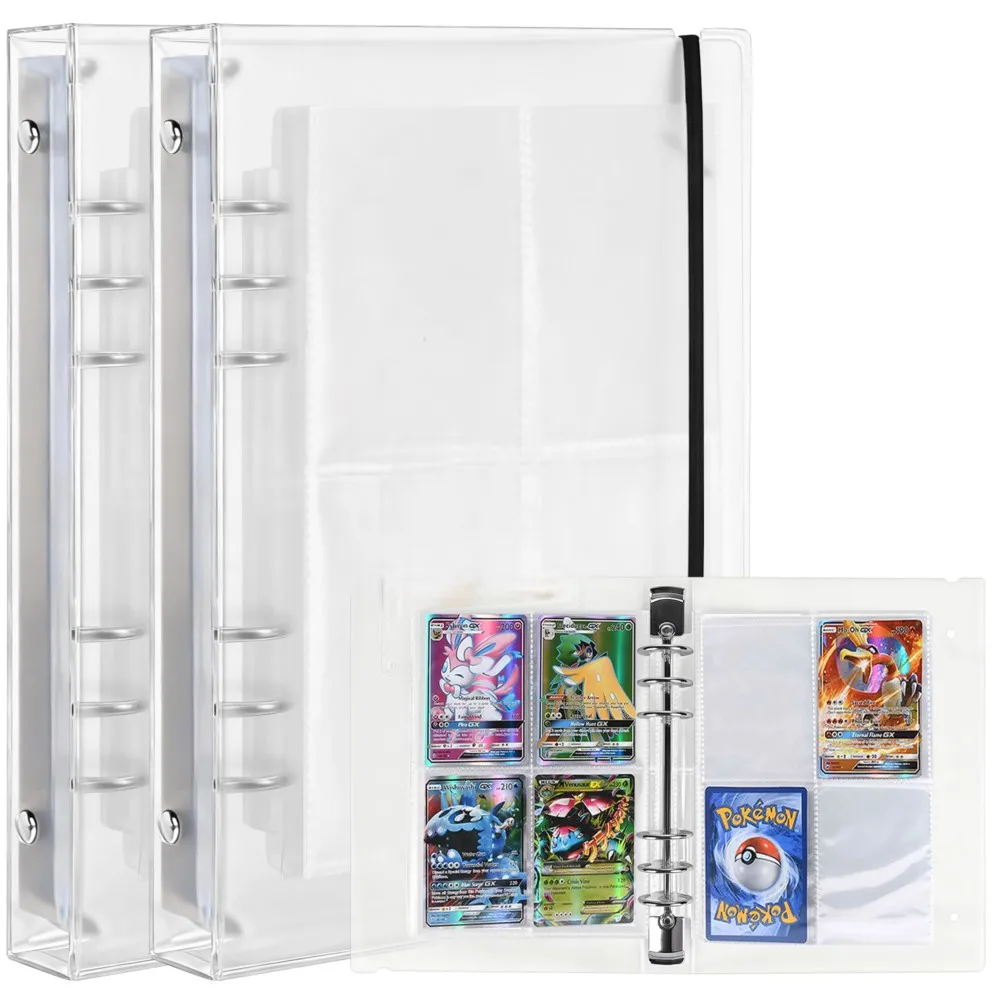 6 Ring Transparent Cover 4 Pocket Card Binder Trading Card Collection Album Holder For PKM PTCG MTG TCG Sports Game Photo Cards