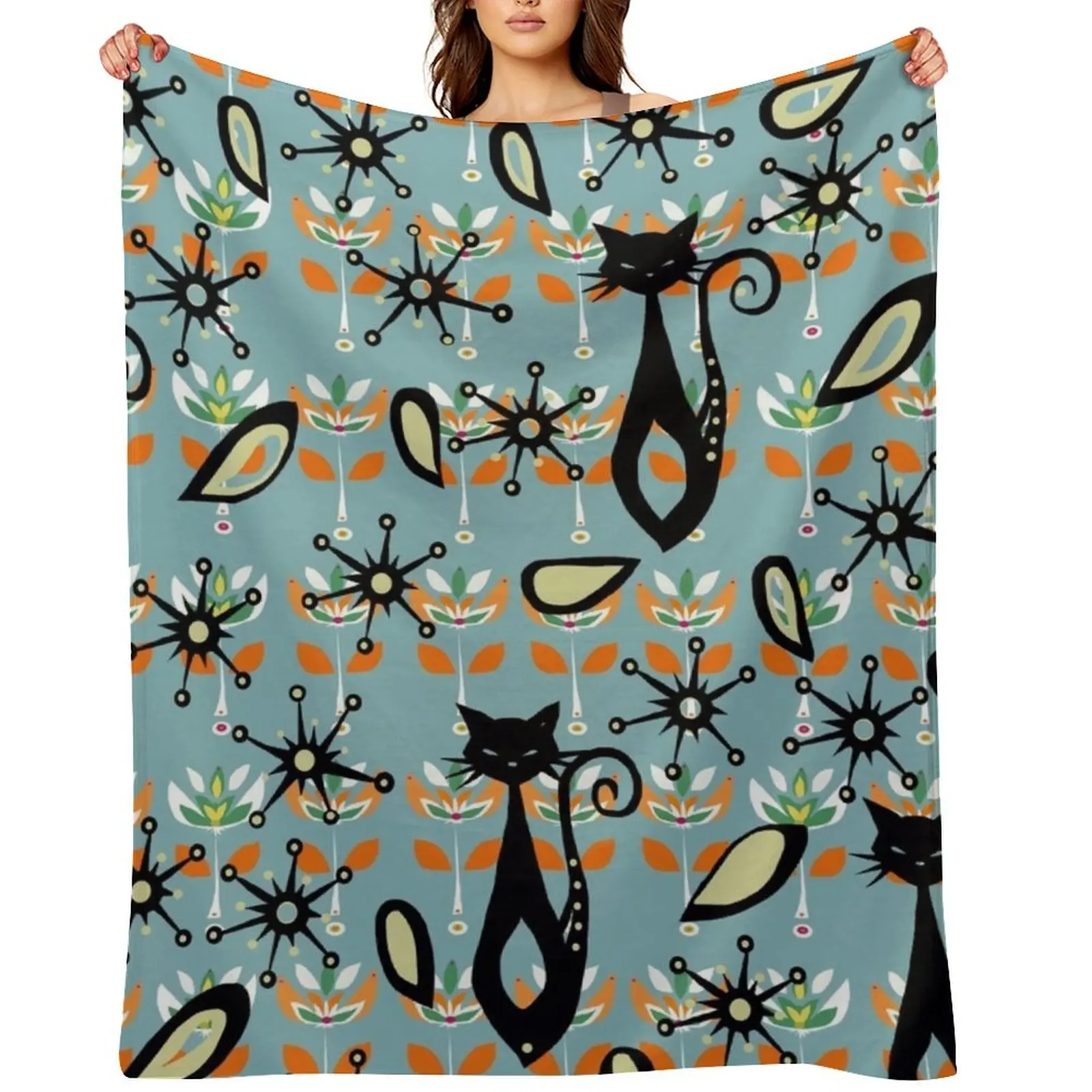 

Atomic cat, mid century modern Throw Blanket anime Decorative Sofa Luxury Designer Bed Fashionable Blankets