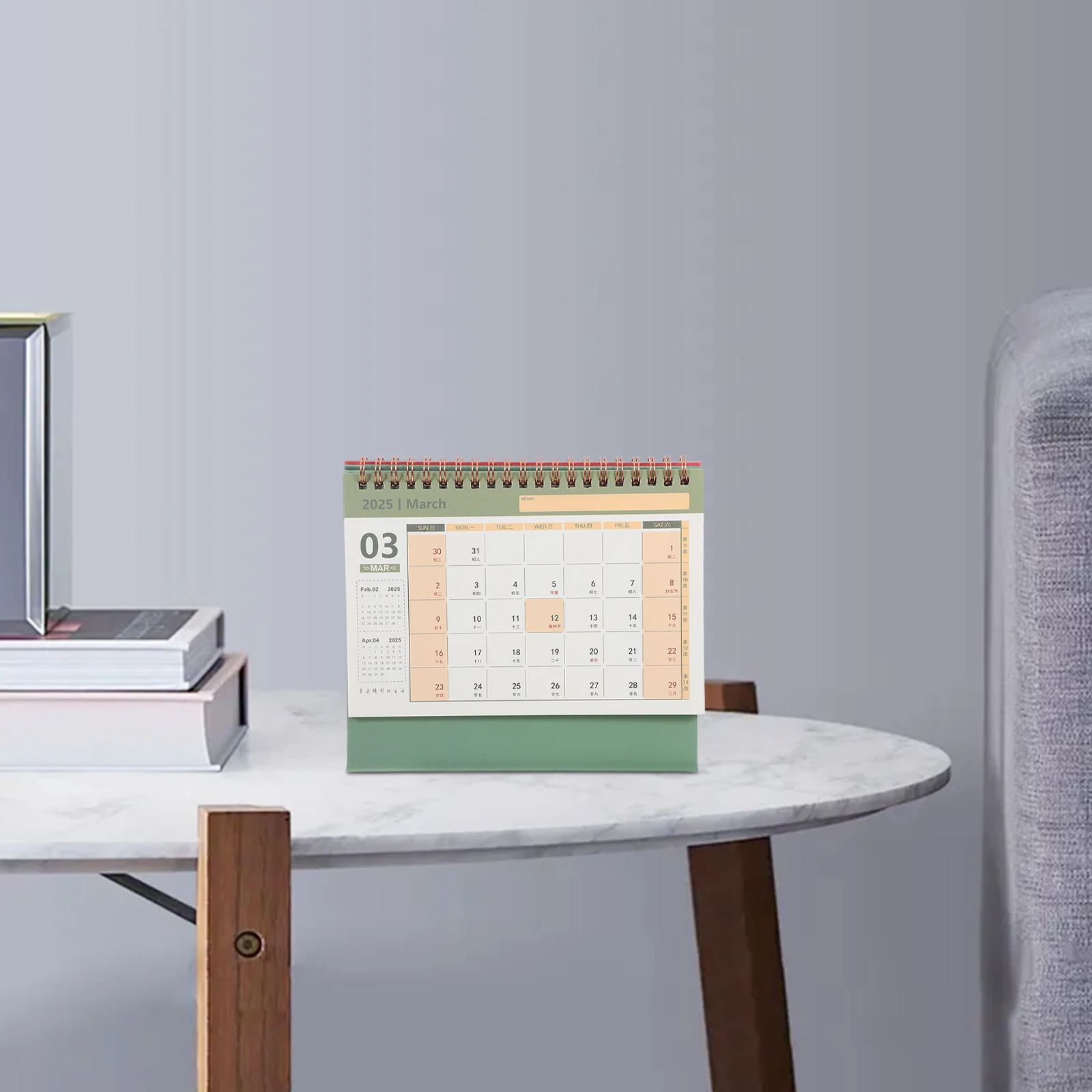 

Deluxe Spiral Binding Desk Calendar Metal Wire Bound Thick Page Office Supply Decorative Standing Calendar Home Household Daily
