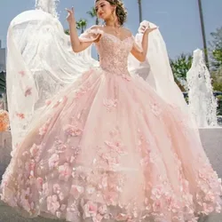 2024 Light Pink Shiny Applique Quinceanera Dresses Whith Cape Lace Vestidos De 15 Anos Birthday Party Princess Ball Gowns