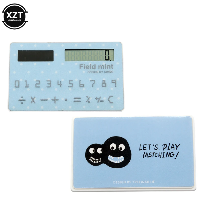 Cute Kawaii Calculator Cartoon Mini Ultra thin 8-digit Calculator Color Solar Card Calculator Portable Arithmetic Calculator