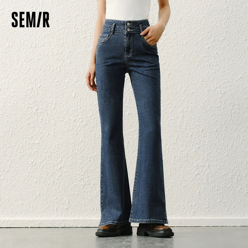 Semir جينز متوهج للنساء عالي الخصر بحاشية مقسمة لربيع 2025 سروال جديد غير رسمي ناعم من قماش الدنيم للارتداء اليومي