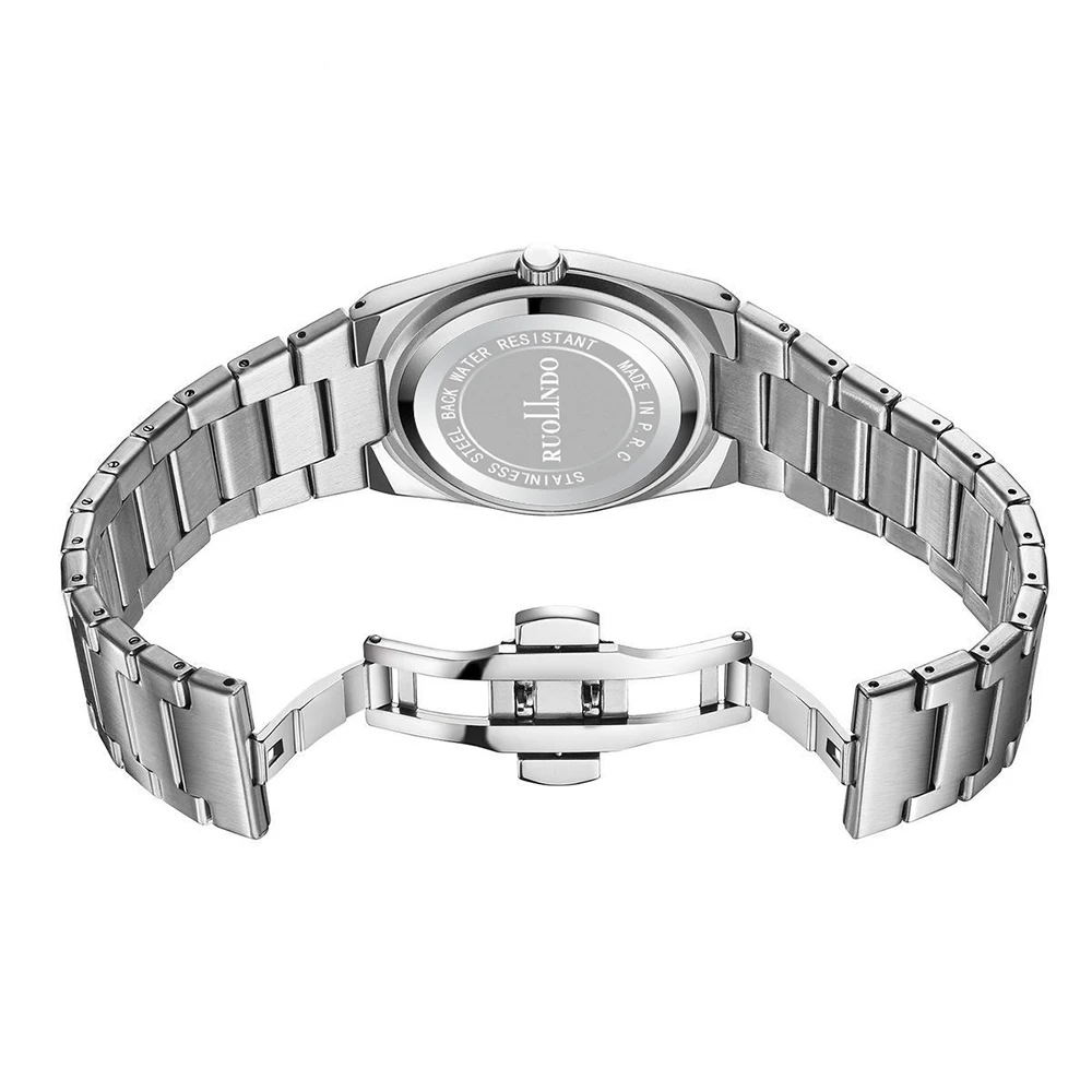 ساعة رجالية خفيفة ماركة فاخرة من الفولاذ المقاوم للصدأ تقويم مزدوج مقاوم للماء رجال الأعمال الترفيه موضة ساعات كوارتز 2025