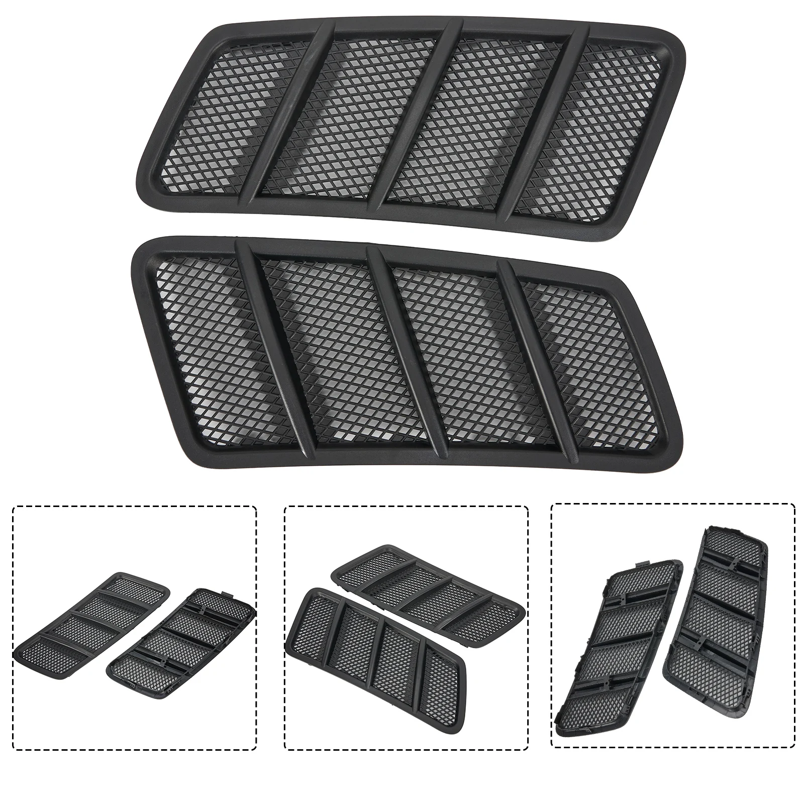 

For Mercedes Grille Hood Hood Vent Grille 1668800205 2pcs Black GL550 GL63 ML ML350 ML550 ML63 2012-2015 Plastic
