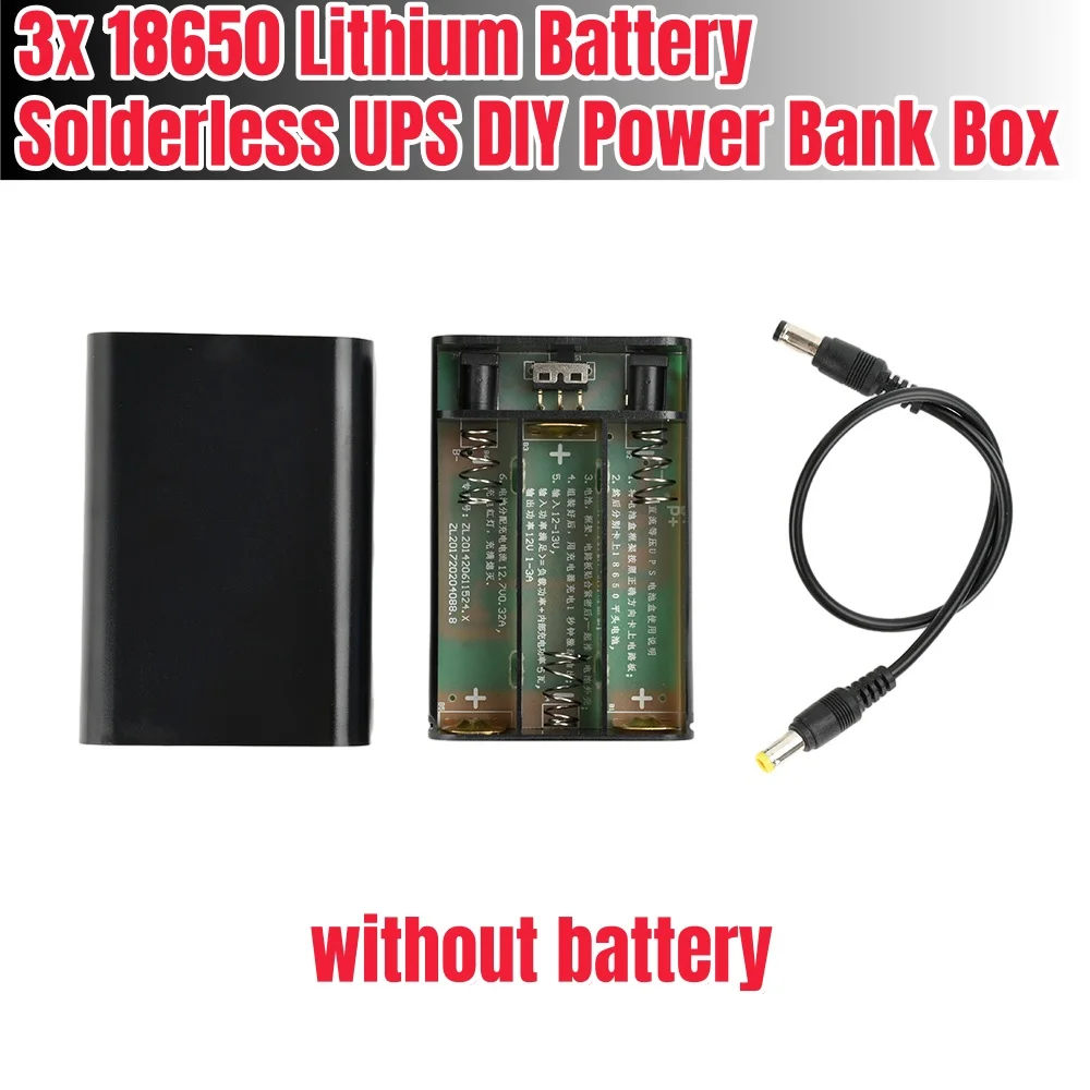 【Without Battery】 DC 12 3x 18650 Lithium Battery Solderless UPS DIY Power Bank Box for Router Cellphone Tablet Modem CCTV Camera