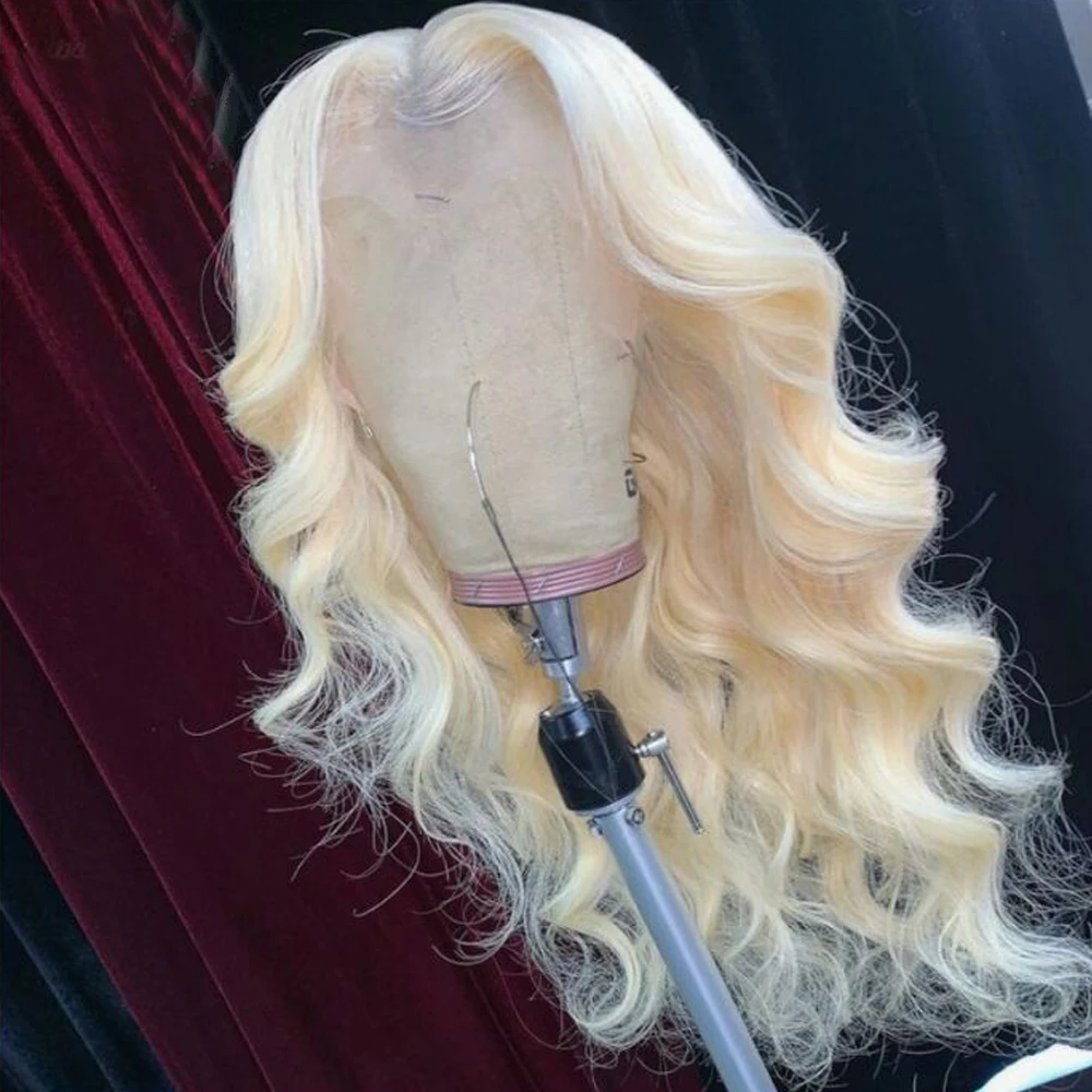 Synthetic Wigs Blonde Wavy Color Long Silky Straight Lace Front For Black Women With Natural Hairline Cosplay Daily Wear Wig