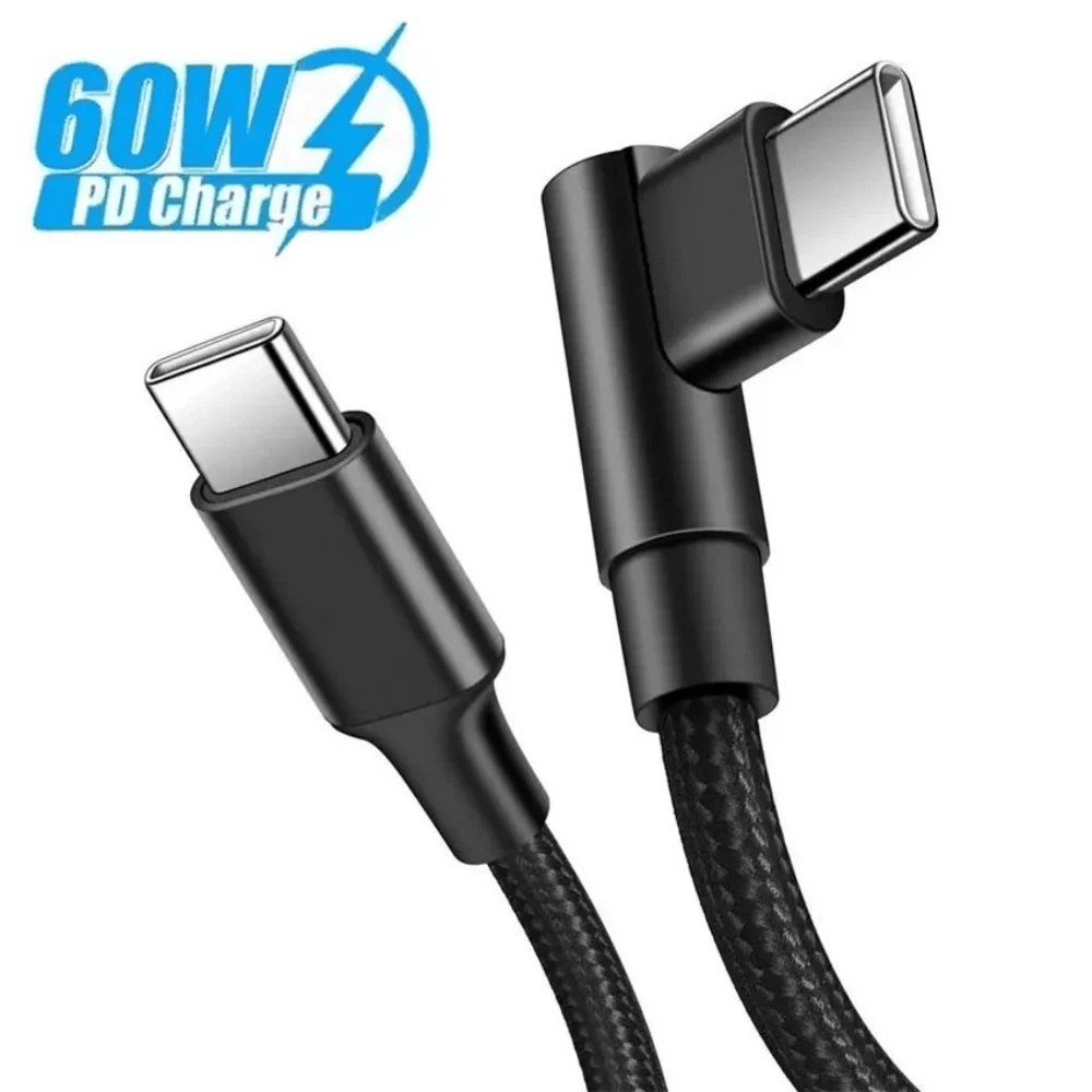 Elbow 60W USB Type C Cable PD Fast Charging Phone Charger Data Cord For iPhone Samsung Xiaomi USB C to USB C Quick Charge Cable