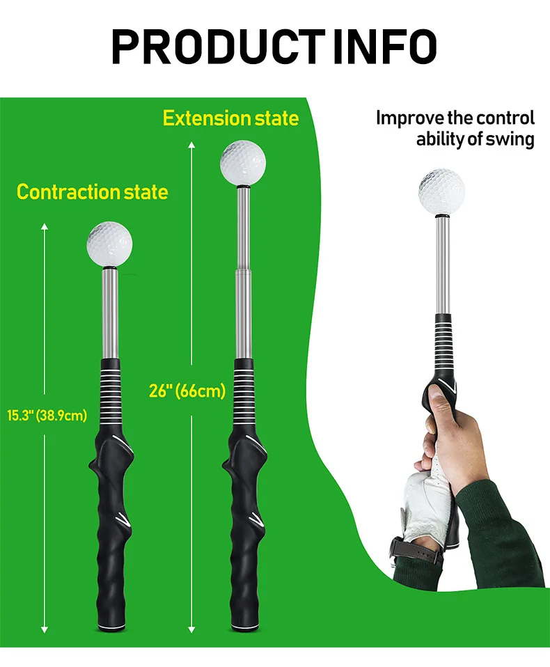 جولف الأيدي اليسرى واليمنى تلسكوبي سوينغ المدرب مصحح الوضعية ممارسة جولف سوينغ ممارسة قضيب تليسكوبي المدرب #2