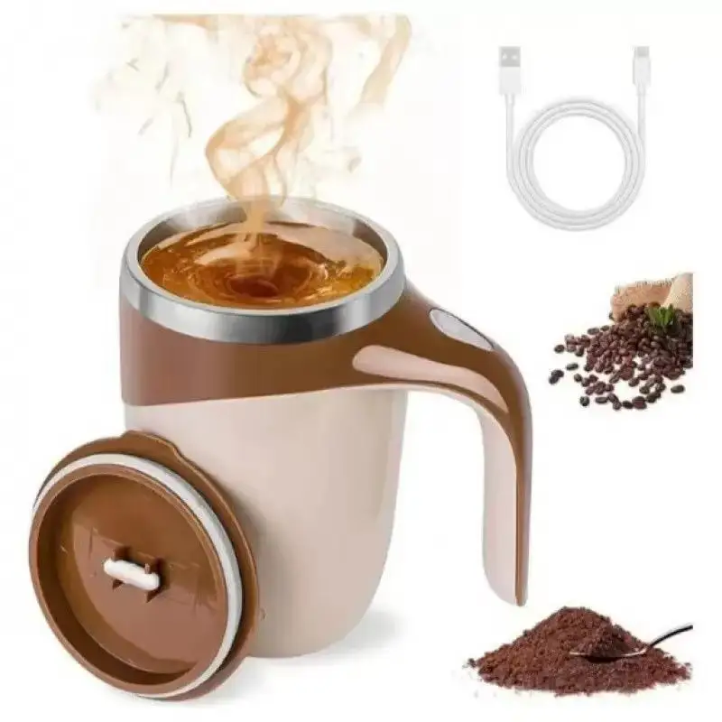 Rechargeable Automatic Stirring Mug Portable Electric Coffee Mixer Stainless Steel Rotating Magnetic Home Drinking Tool 1PC