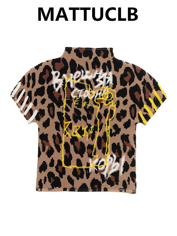 

Summer Women's Y2k Harajuku Crop Top Short Sleeve Leopard Print Print T-Shirts American Retro Coquette Gyaru Tees High Street