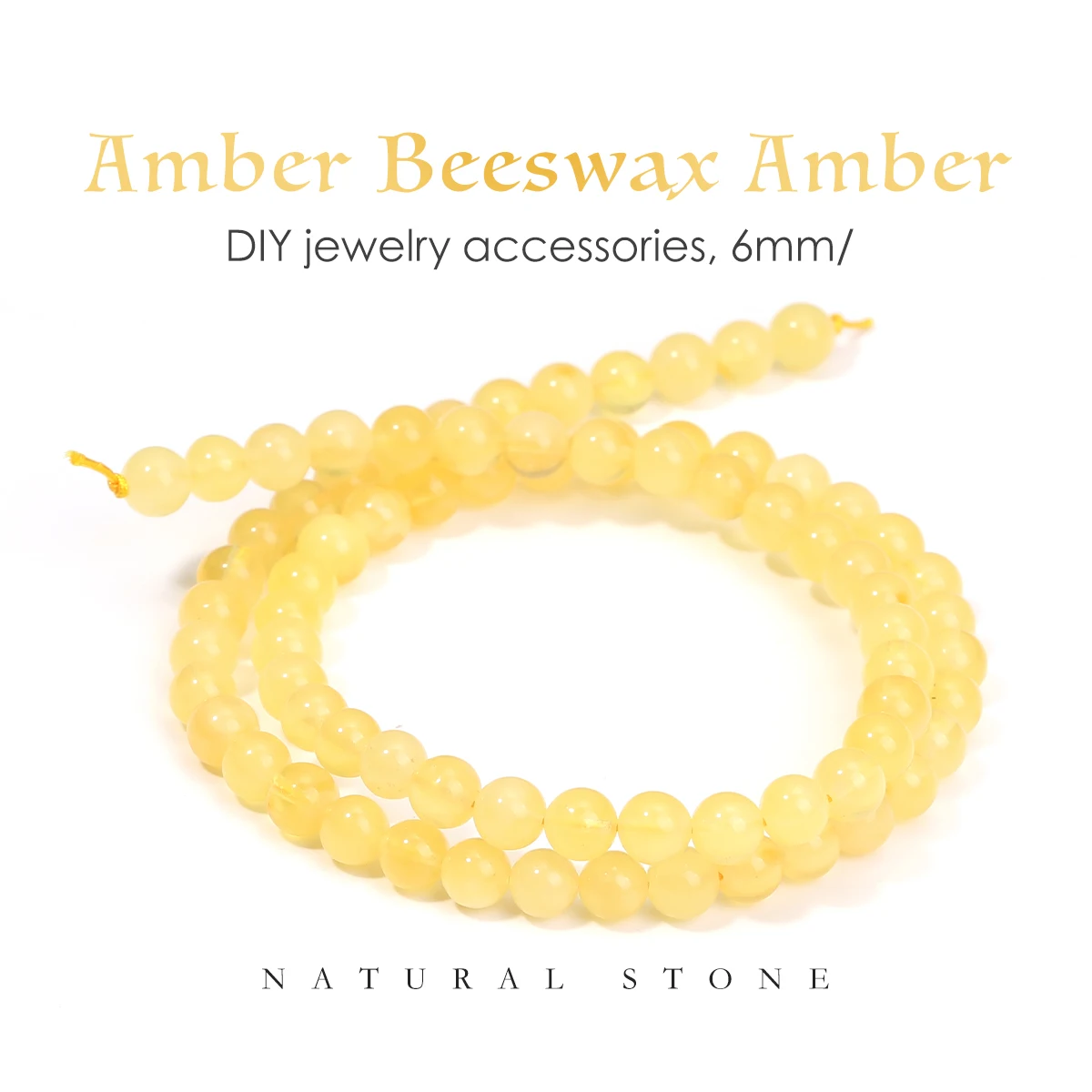 

6mm Natural Yellow Amber Beeswax Amber Beads Round Loose Beads for Jewelry Making DIY Handmade Bracelets Necklaces Perfect Gift