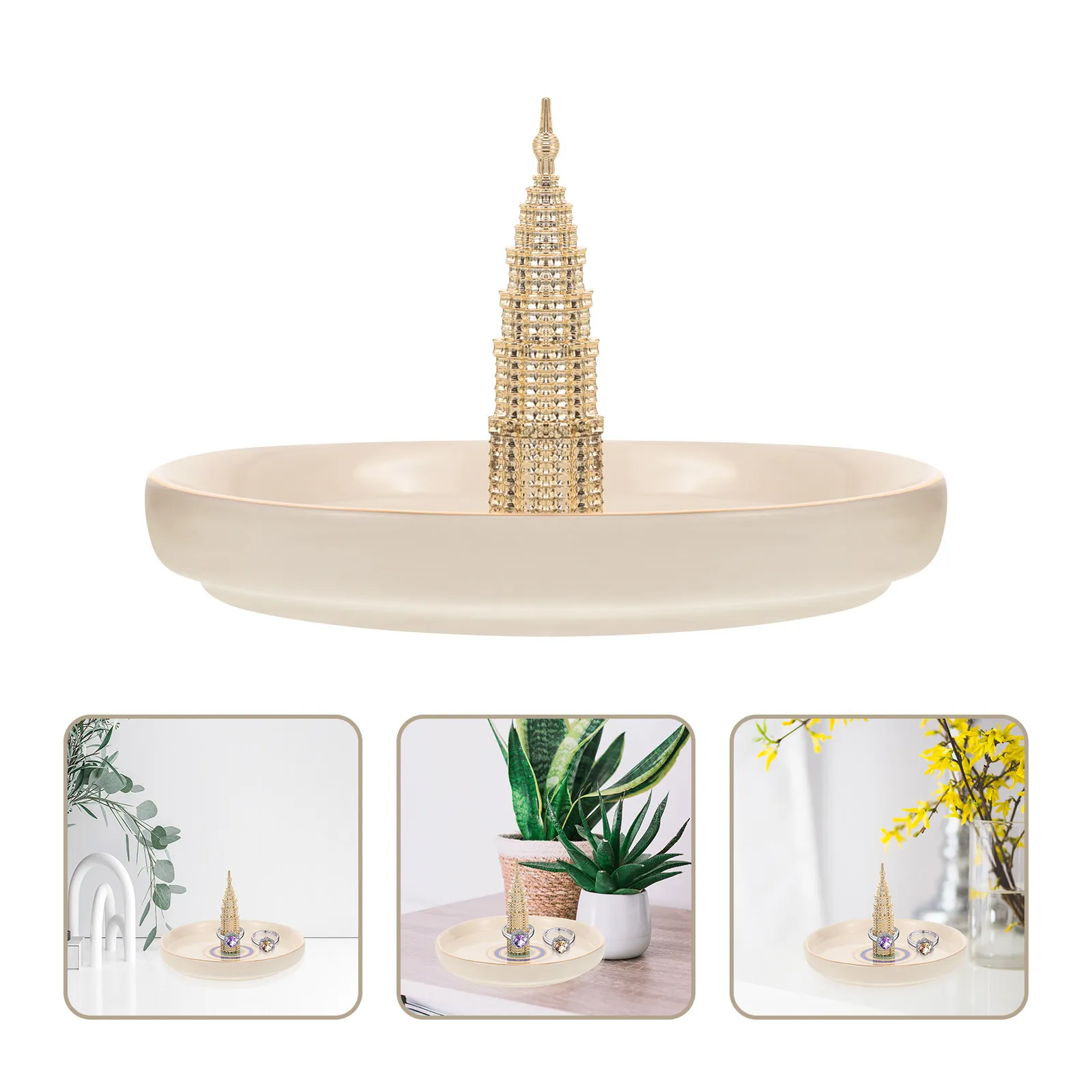 

Керамическая подставка для украшений в стиле Эйфелевой башни, декоративная тарелка для хранения колец и ожерелий, подставка для демонстрации украшений для спальни и туалетного столика