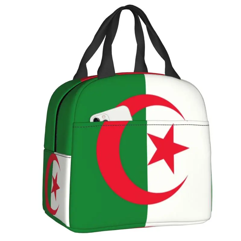 Custom Algeria Flag Lunch Bag Men Women Thermal Cooler Insulated Lunch Box for Kids School Children