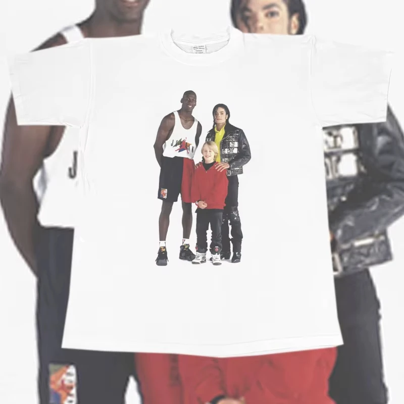 Michael Jackson MJ HipHop Vintage camiseta baloncesto Hip Hop Rap hombres 2025 novedad de verano moda Vintage Camiseta de algodón puro