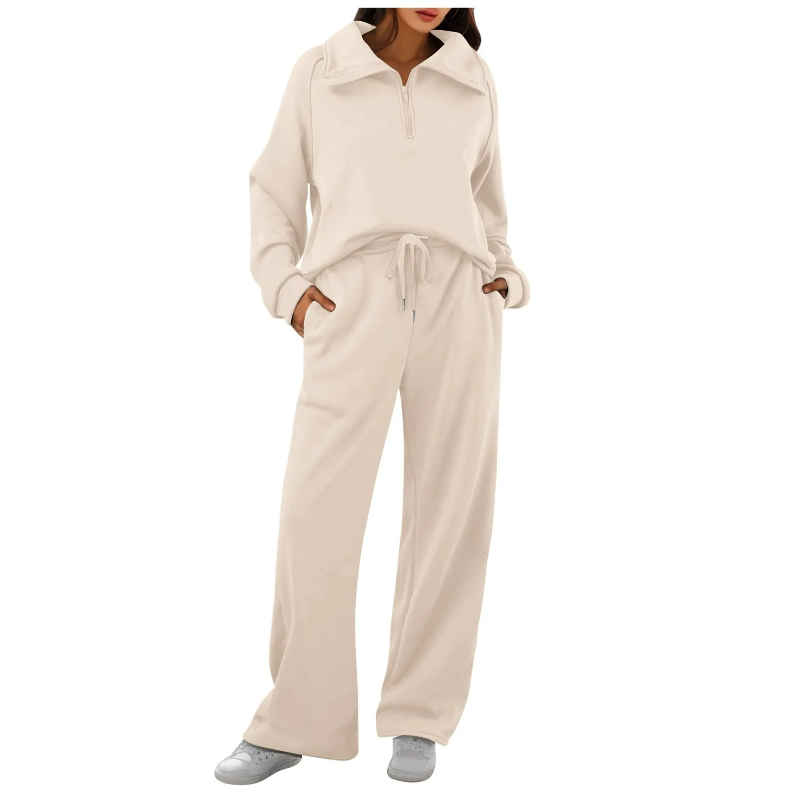 Womens 2 Piece Outfits Sweatsuit Oversized Loose Sweatshirt and Wide Leg Pants Matching Lounge Set Fall Tracksuits