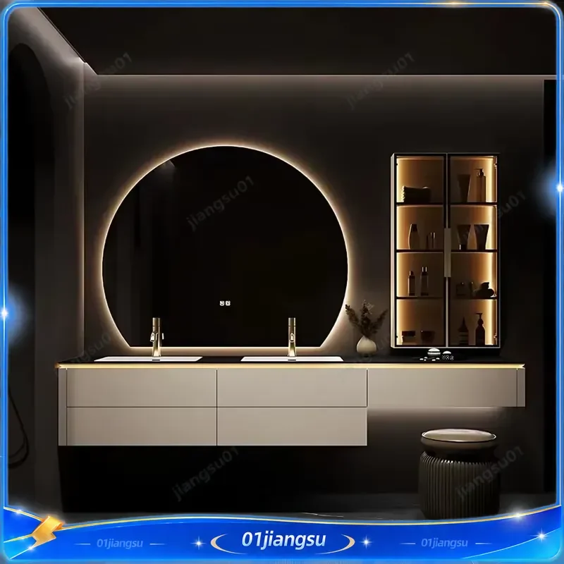 120cm Solid Wood Bathroom Vanity Cabinet With Sink And Mirror Smart Home Improvement Furniture Fixture Modern Washbasin Unit