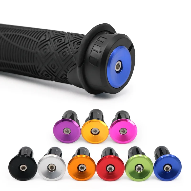 Bicycle Grip Handlebar End Cap Aluminium Alloy Lock MTB Mountain Cycling Handle Bar Grips End Plugs Black For Bike Accessories