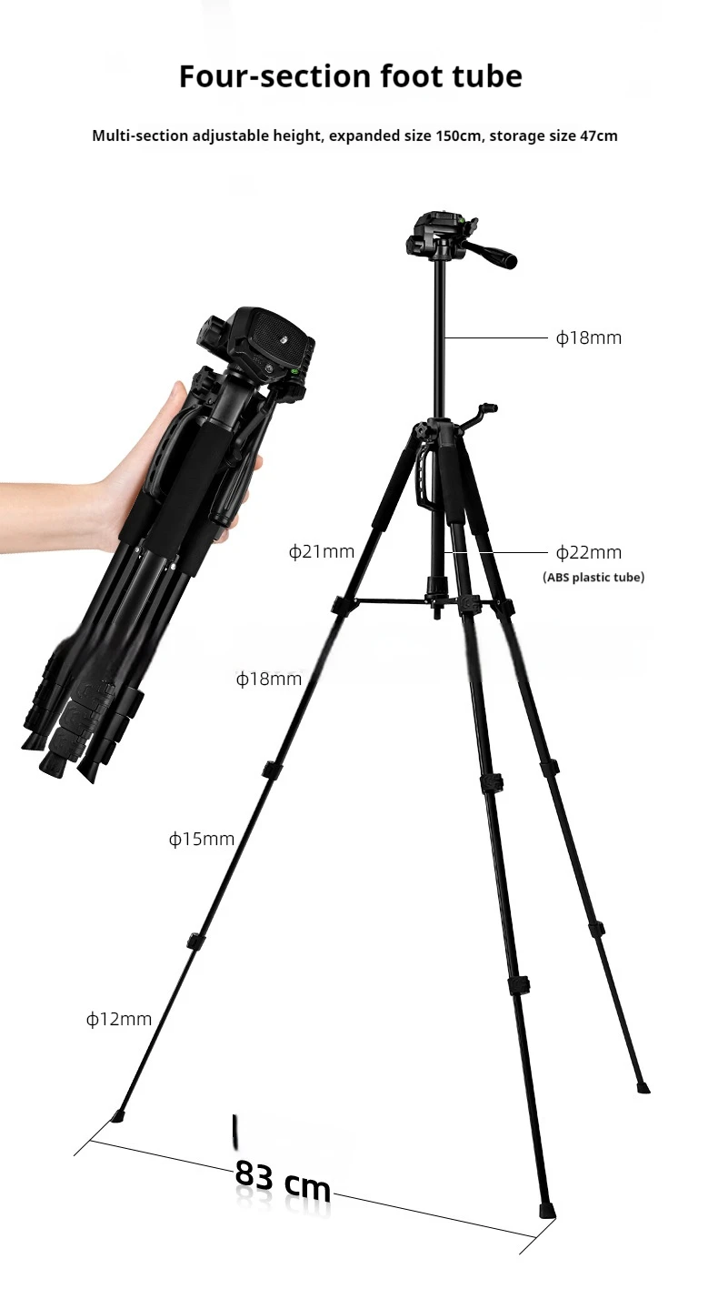 Professional Tripe for Mobile Phone Camera F550T 1.5m Tripod with Remote Light Night Fishing Light Stand Fishing Tripod