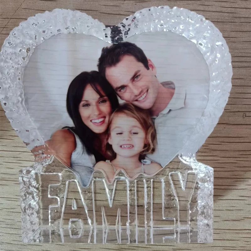 Customized Iceberg Crystal Trophy, Creative Souvenirs, DIY Photo Color Printing, Inner Carving Pattern Family Mom Dad Gifts, 1Pc