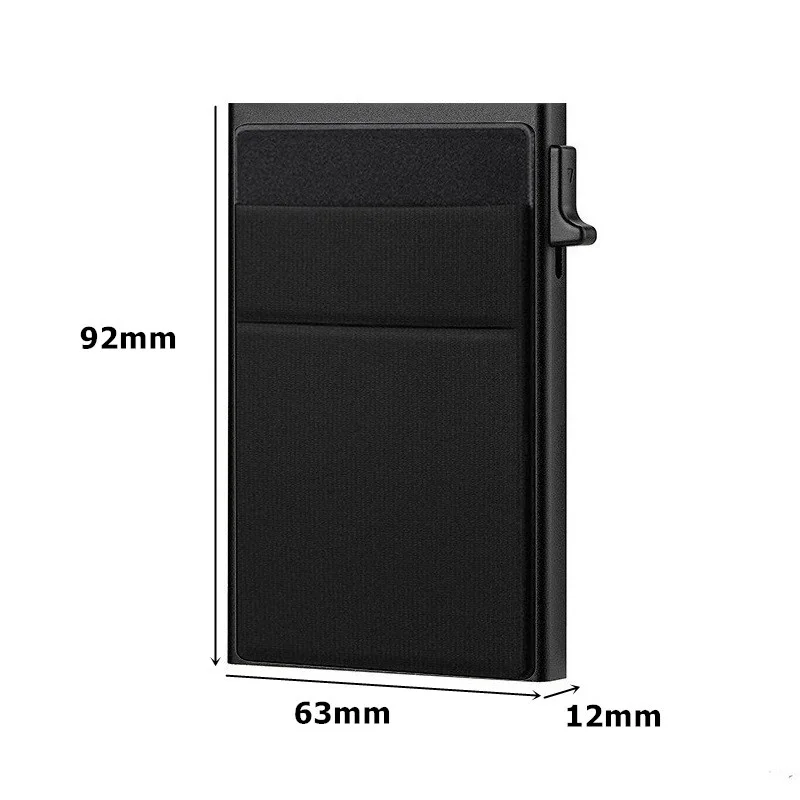 Slim Aluminum Card Holder With Elasticity Back Pouch ID Credit Card Holder Mini RFID Wallet Automatic Pop up Bank Card Case