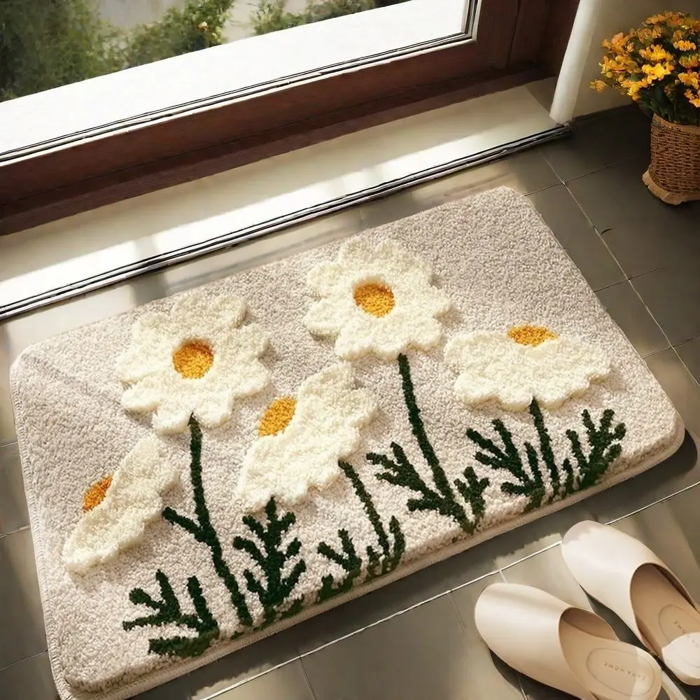 Modern Minimalist Small Fresh Floral Bathroom Floor Mat Soft Durable Non-Slip Absorbent Floor Mat 30*50cm Carpet Household Use