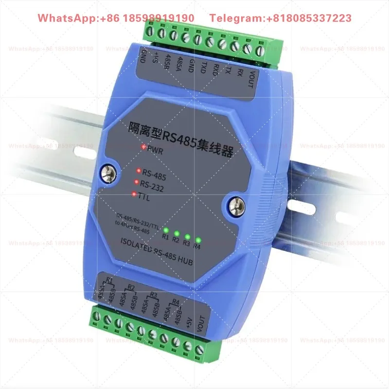 industrial grade 485 bus distributor RS485 to 8-channel RS485 hub, optoelectronic isolation and lightning protection