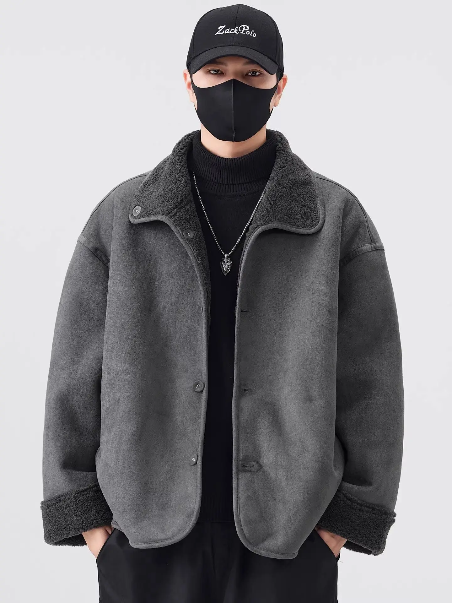 Thickened American Style Men's Cotton Jacket Retro Casual Outerwear Warm Fur Leather Integrated Winter Fashion Brand Coat