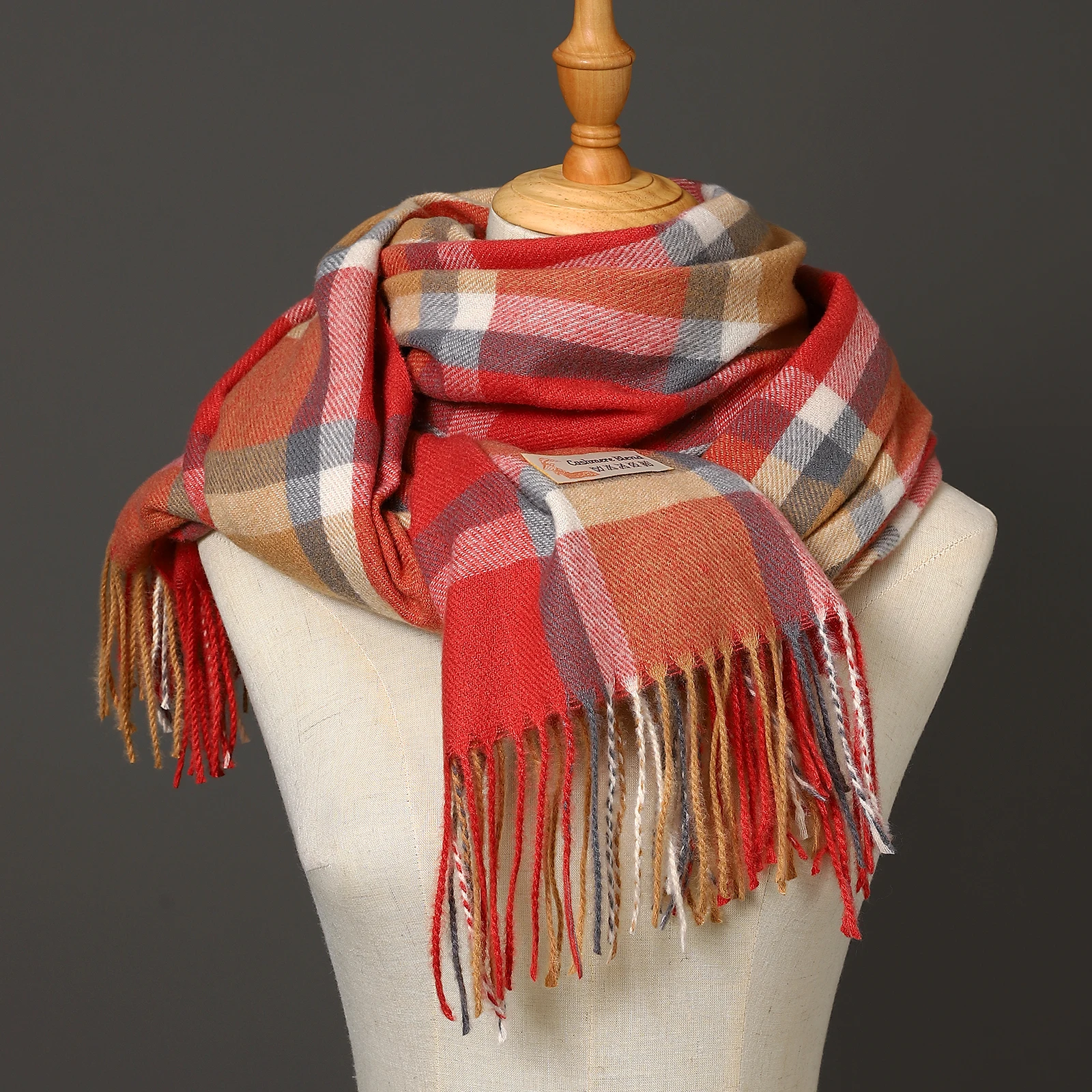 

Luxury Brand Autumn Wrap Scarves Men's Thick Fringe Large Shawls Winter Warm Foulard Bandana Female Blanket Cashmere Plaid Scarf