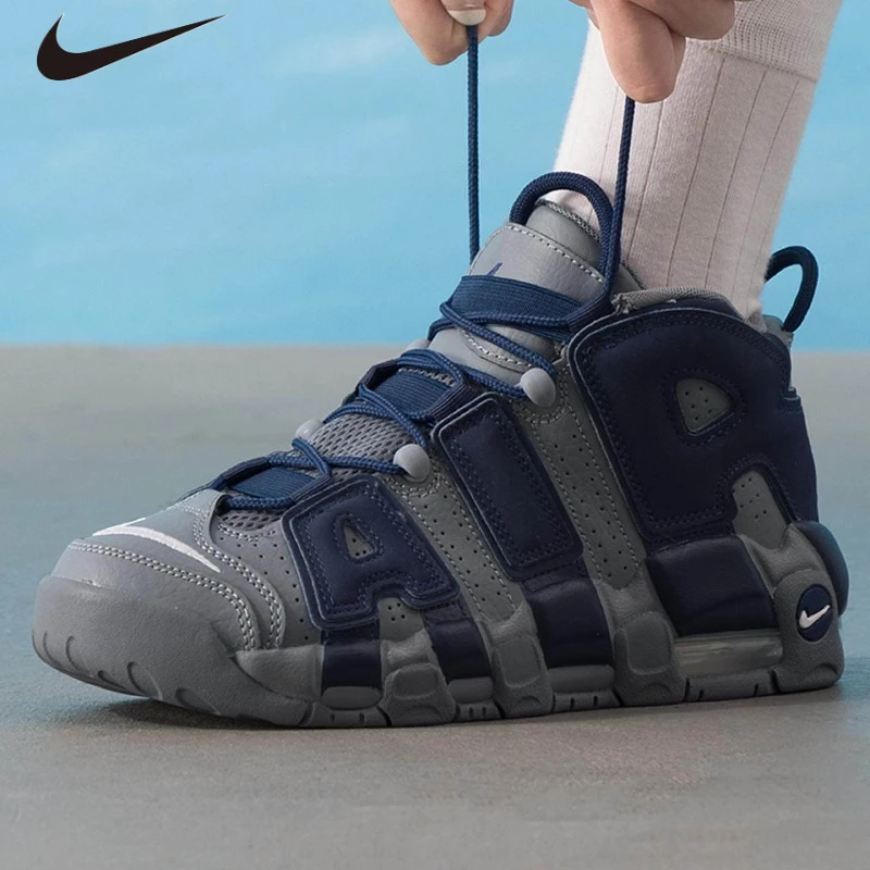 Tênis de basquete Nike Air More Uptempo High Top, tênis atléticos retrô juvenis com amortecimento Max Air 415082-009