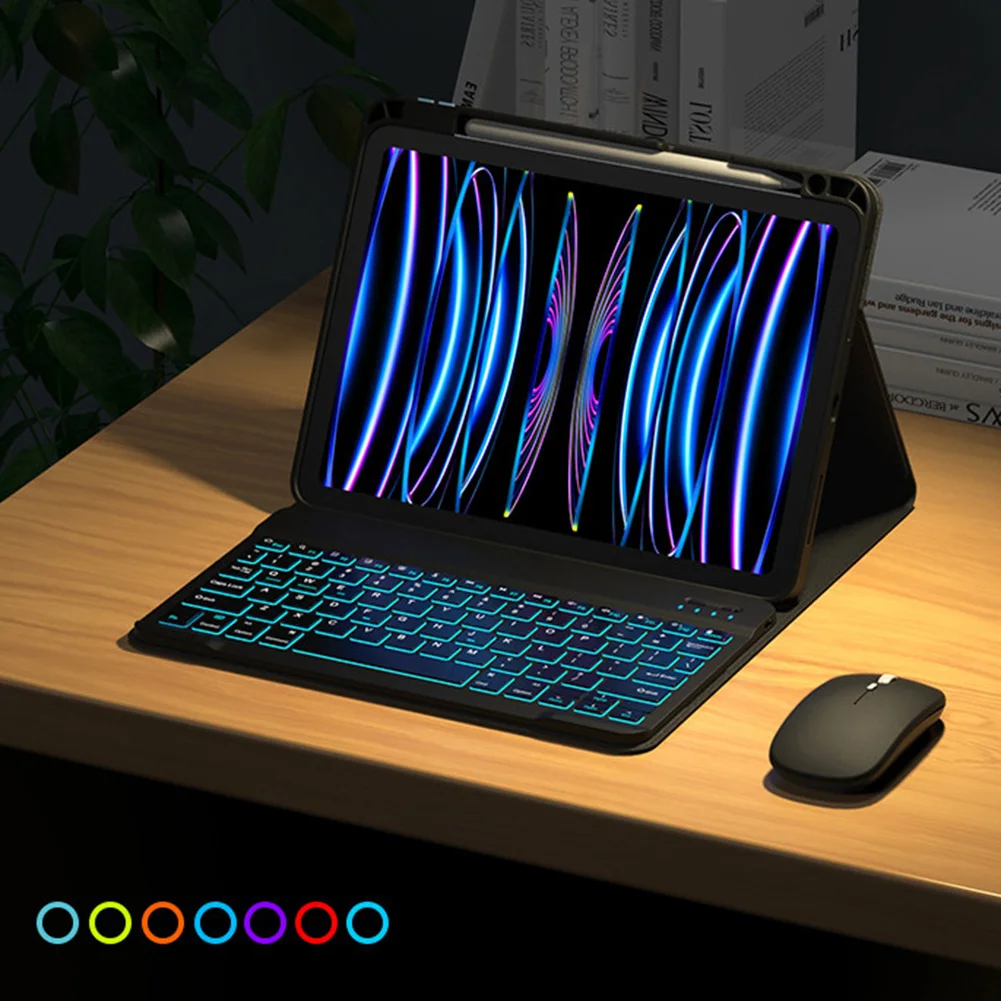 取り外し可能なワイヤレスキーボードケース,バックライト付き,10.9インチ,7色,iPad用ペンホルダー付き,第7世代