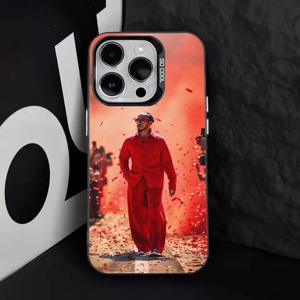 44 L-Lewis H-Hamilton-ES جراب هاتف آيفون 16,15,14,13,12,11,8,7,Pro,Max,Plus,Mini,XS,SE مضاد للسقوط أسود غير لامع