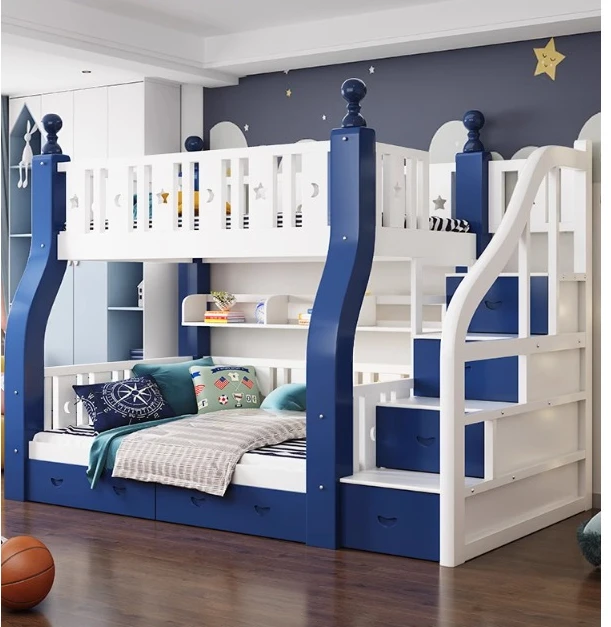 

Double bunk beds, bunk beds, small-sized beds, all-solid wood combined dislocation mother bed for children.