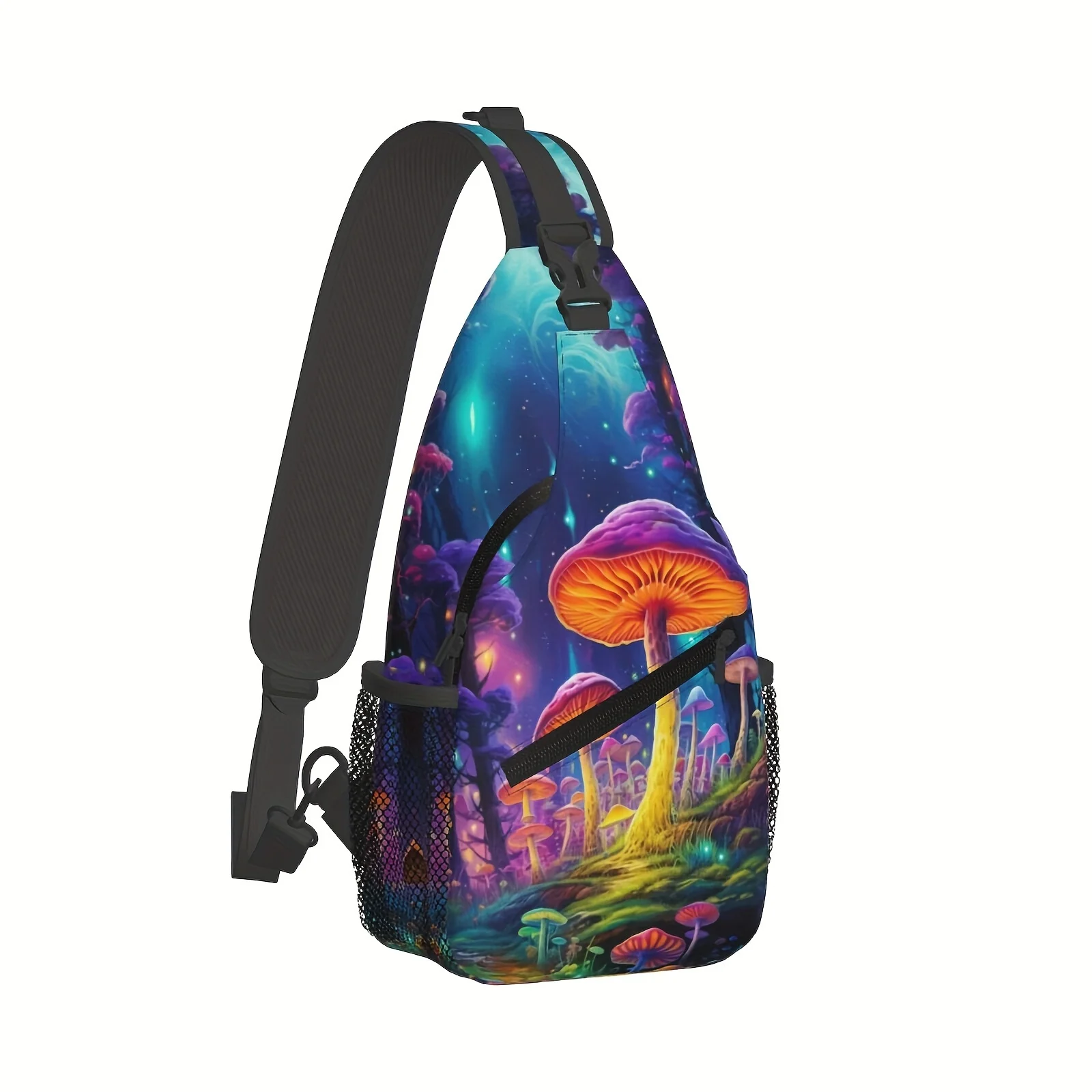Large Capacity Folding Hiking Backpack with Print Chest Bag Durable Crossbody Shoulder Bag Suitable for School Travel