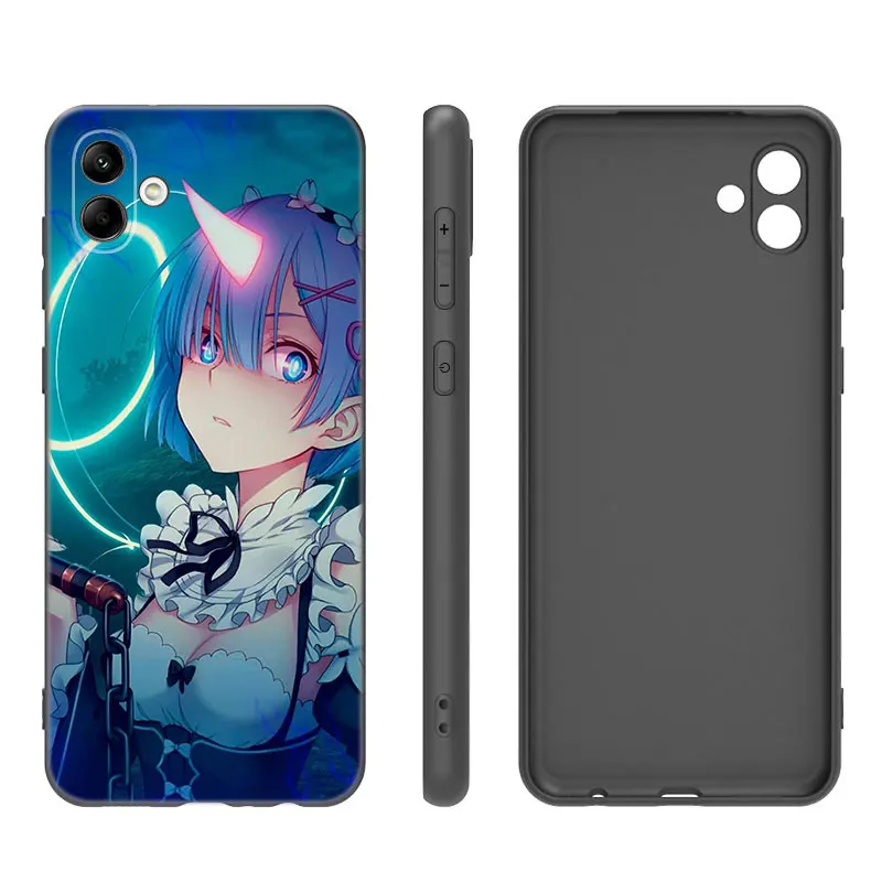 Anime Cute REM Phone Case For Samsung Galaxy A01 A03 Core A04 E A02 A05 A10 A20 A21 A30 A50 S A6 A8 Plus A7 2018 Black Cover image 5