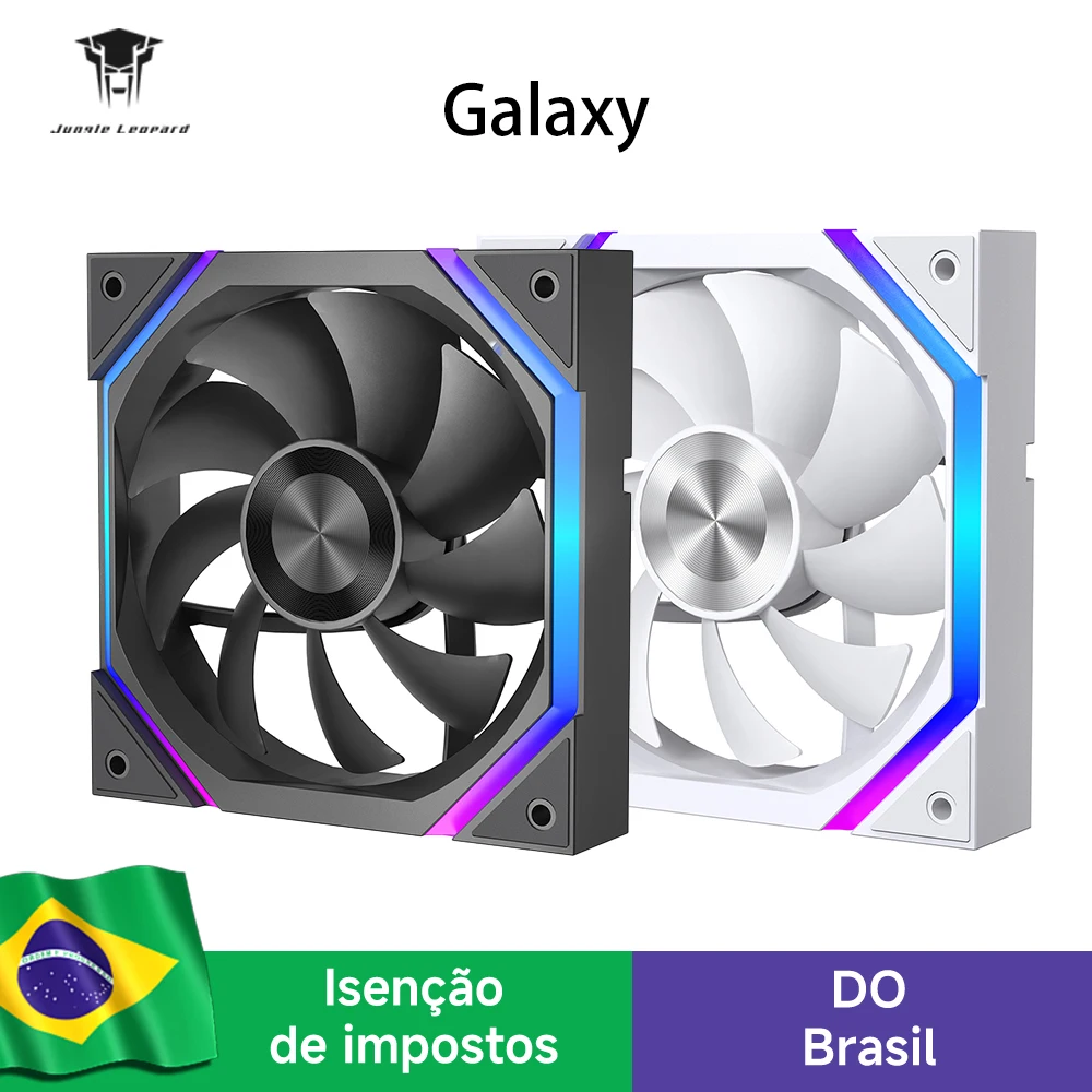 4x Ventoinha ARGB Jungle Leopard Galaxy 120mm 4PIN PWM, Ventoinha para PC 5V 3PIN
