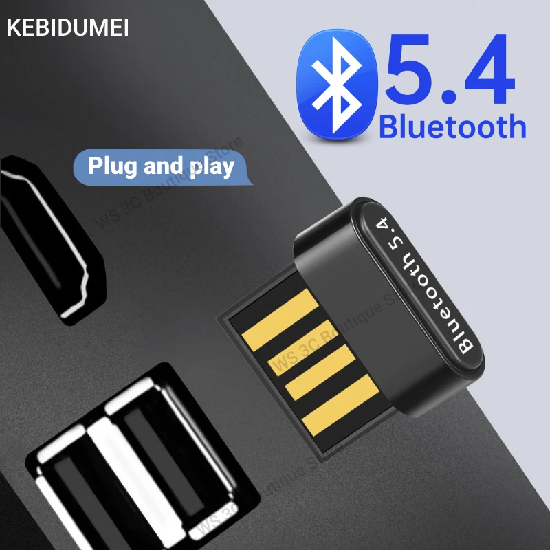 USB Bluetooth 5.4 Adapter Wireless Transmitter Receiver for PC Wireless Mouse Keyboard Headset For Win8.1/10/11 Driver Free