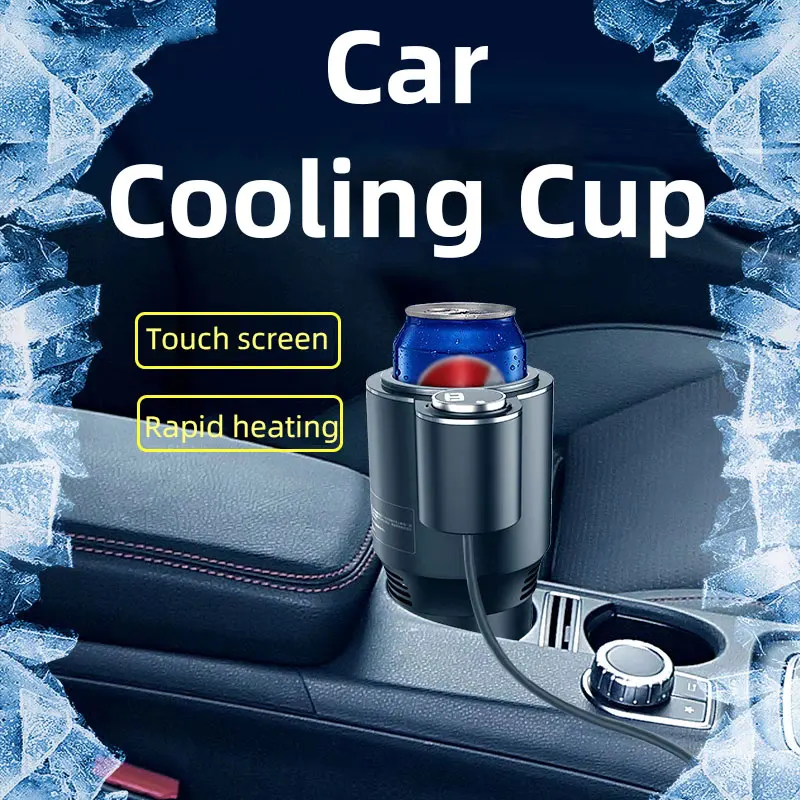 Car Beer Cooling And Heating Smart Cup,Portable Outdoor Mini Refrigerator,12V Travel Drinks Quick Cooler,Auto Digital Display