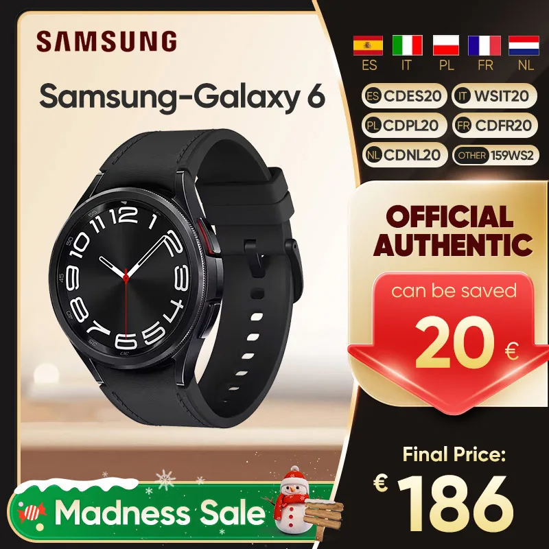 Samsung-Smartwatch Galaxy Watch 6 Classic, Bluetooth, GPS, WiFi, Tracker d'activité étanche,