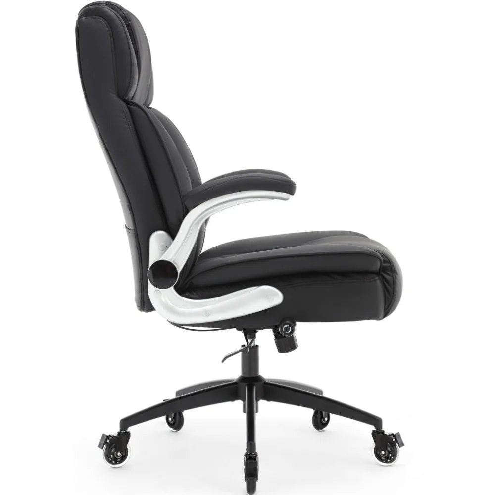 High Back Executive Office Chairs With Flip Arms Adjustable Lumbar Support Chair Computer Chairs Pet Proof Black For Home Office