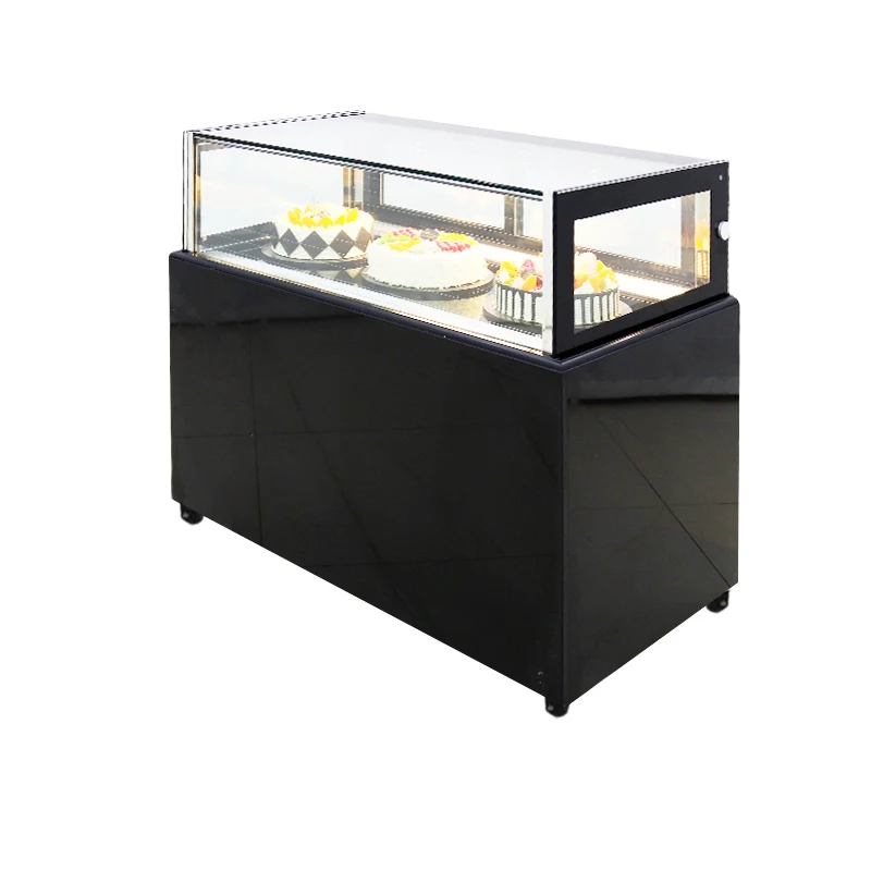 Single layer rectangle, glass commercial vertical cake refrigerator, single temperature display bakery cake display design