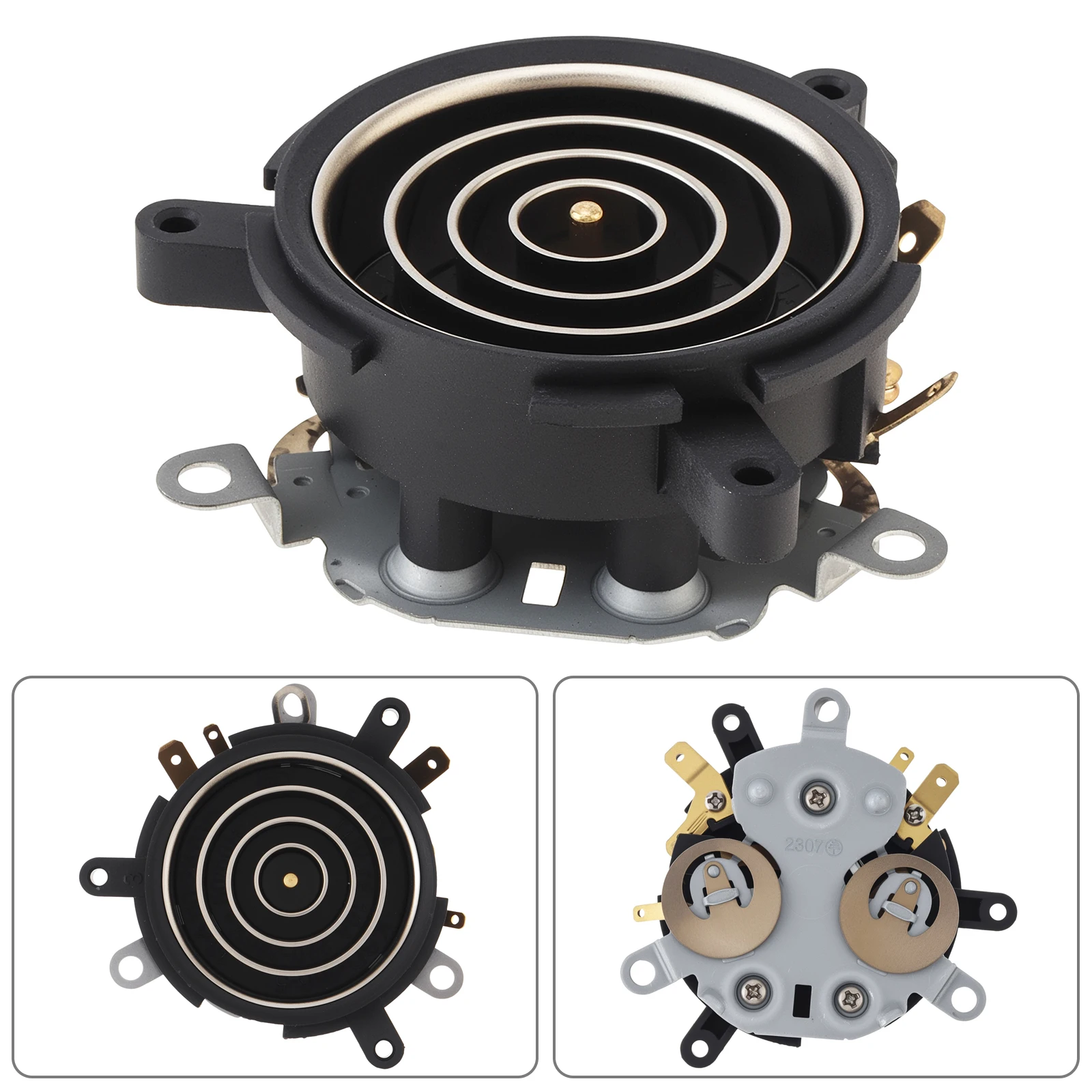 

2 pcs Household Electric Kettle Base Small Five Ring Coupler Black Temperature Control Switch