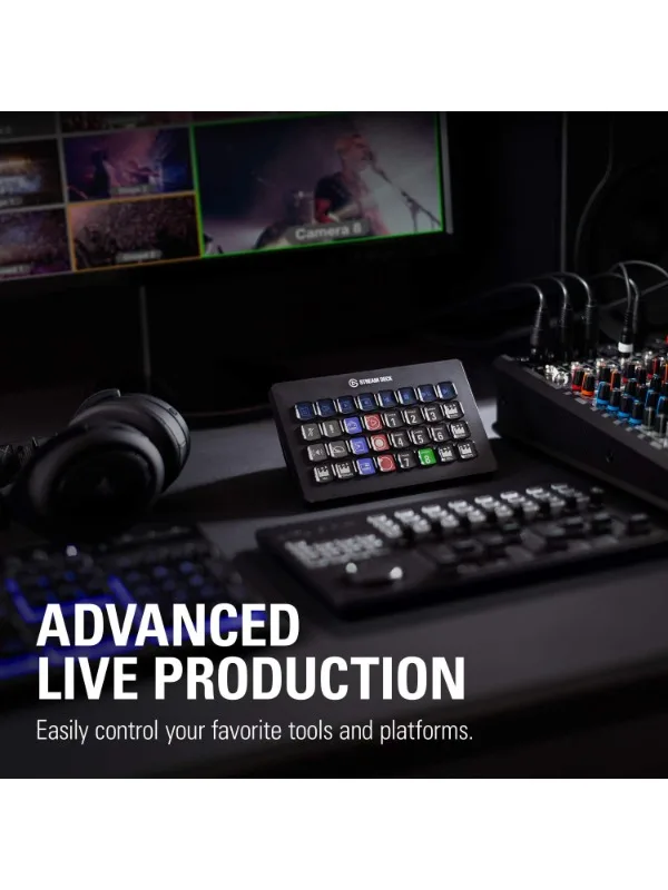 Advanced studio controller with 32 macro keys to trigger actions in applications and software such as OBS, Twitch, YouTube