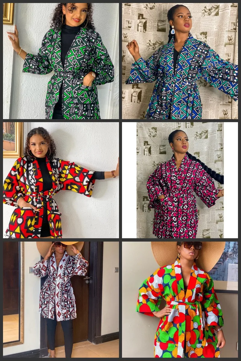 Sukienki afrykańskie dla kobiet moda kardigan kimono płaszcz tradycyjny kwiatowy Print bogaty Bazin Vestidos Dashiki Party afrykańskie spódnice